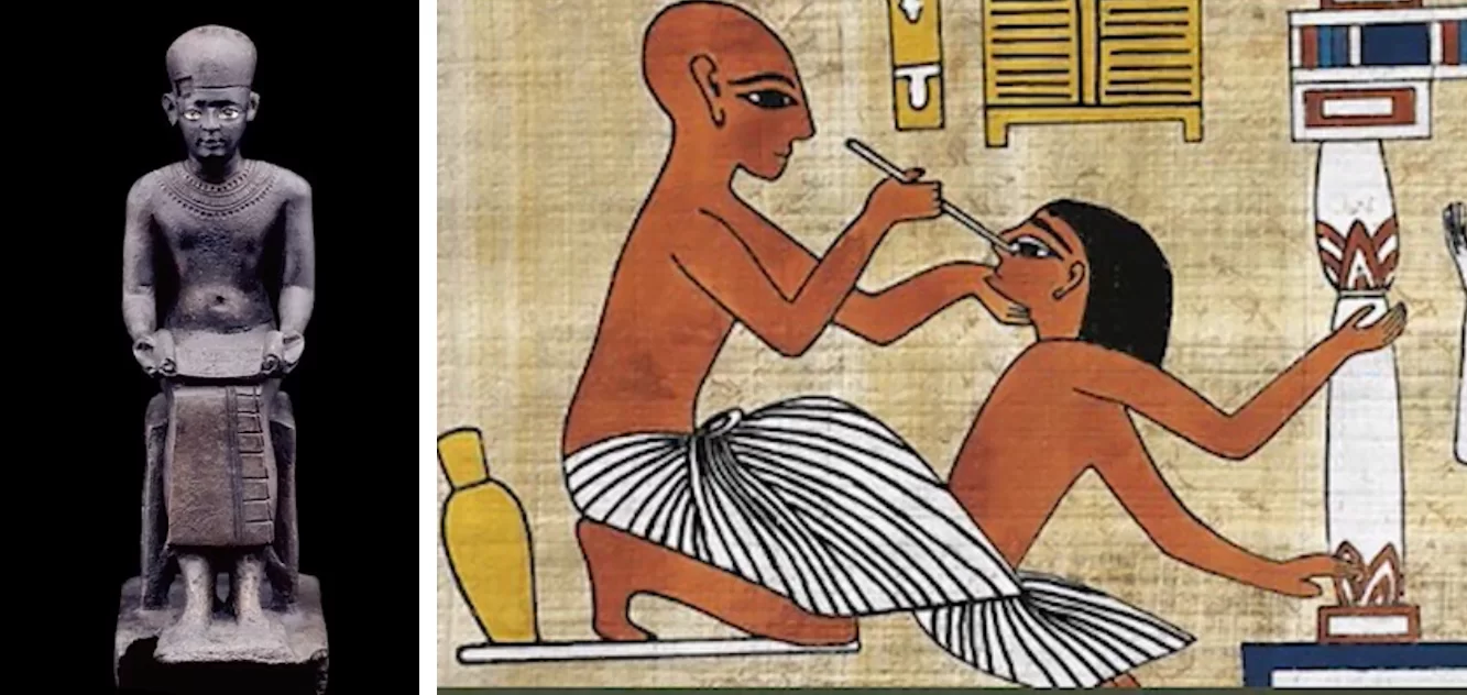 Medicine of ancient egypt frescoes and sculpture of imhotep