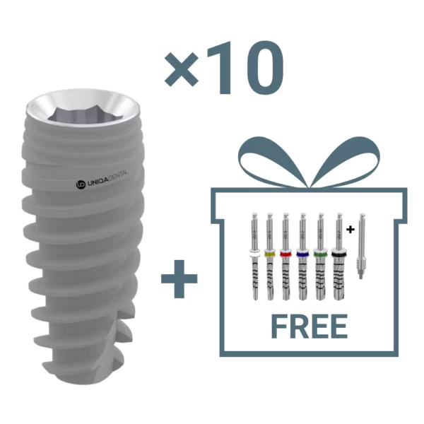 10 x uh8 dental implant pure&porous + set of drills free 10uh8 set of drills