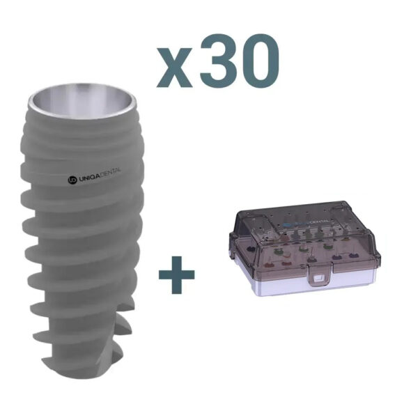 30 x uv11 dental implant pure&porous + 50% off surgical kit or set of drills