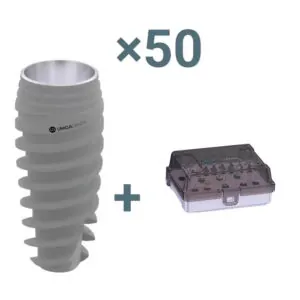50 x uv11 dental implant pure&porous + 50% off surgical kit or set of drills