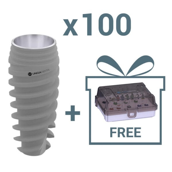 100 x uv11 dental implant pure&porous + surgical kit free