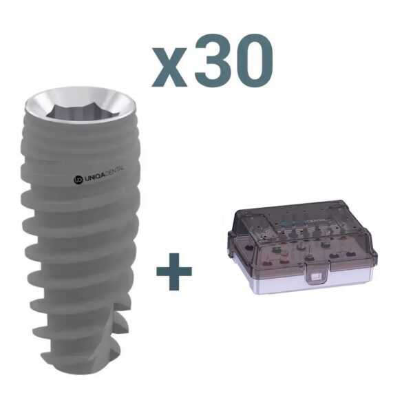 30 x uh8 dental implant pure&porous internal hex regular platform + 50% off surgical kit or set of drills