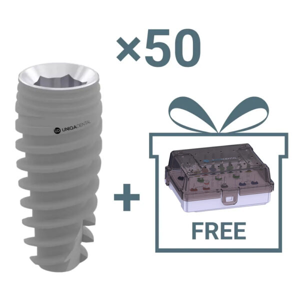 50 x uh8 dental implant pure&porous internal hex regular platform + surgical kit free