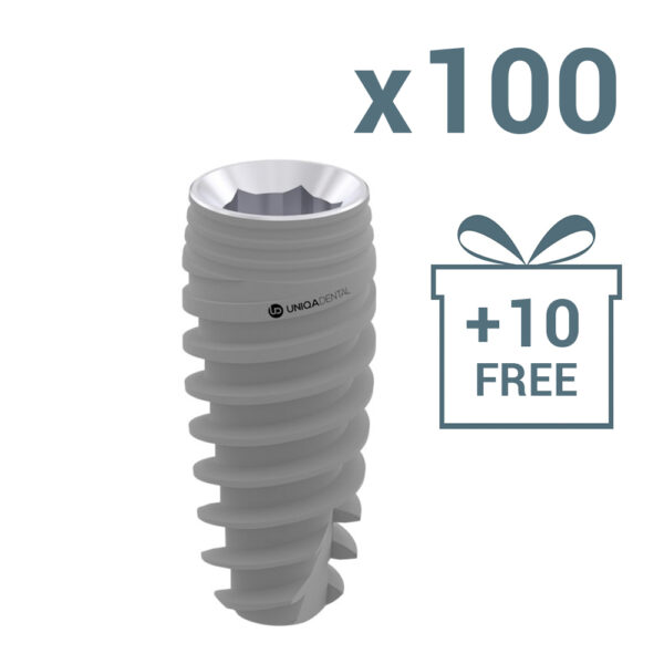 100 x uh8 dental implant pure&porous internal hex regular platform +10 impants free