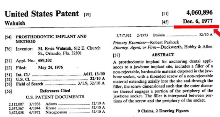 Dr. Wahnish's helical implant patent from 1977. Part 1