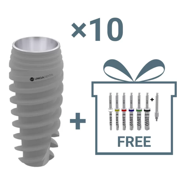 10 x uv11 dental implant pure&porous + set of drills free 10uv11 set of drills