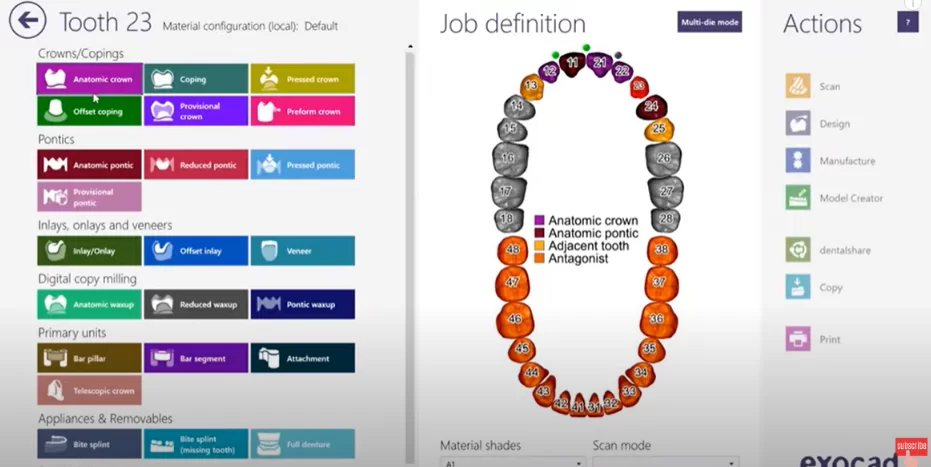 Working interface of the program for processing and modeling of 3d objects in dentistry