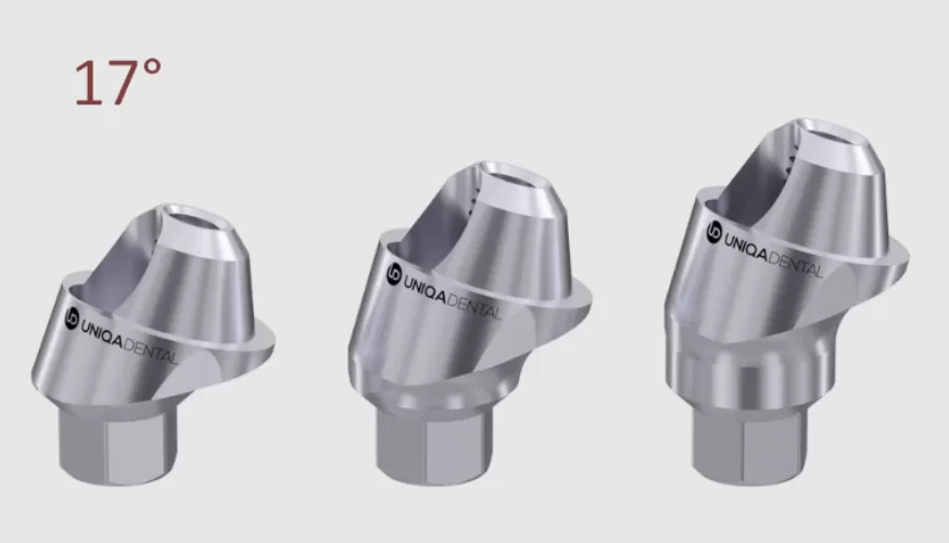 17° angled multi-unit abutments, three gingival height options: 1; 2; 3 mm