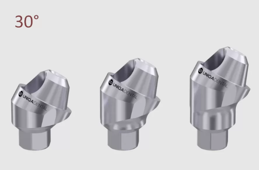 30° angled multi-unit abutments, three gingival height options: 1; 2; 3 mm