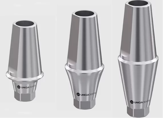 Standard abutments with different base heights (variants with gingival heights from 1 to 5 mm available)