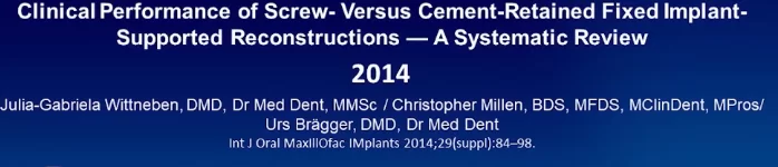 Screw vs. Cement fixation of crowns on implants: part 1 screw vs. Cement fixation of crowns on implants 25